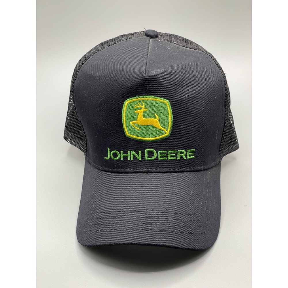 John Deere Mesh back black trucker hat snap back